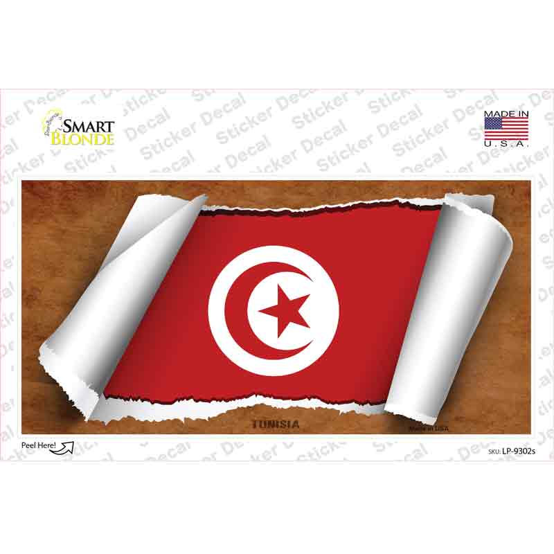 Tunisia Flag Scroll Novelty Sticker Decal