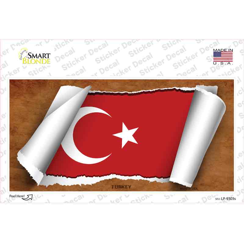 Turkey Flag Scroll Novelty Sticker Decal