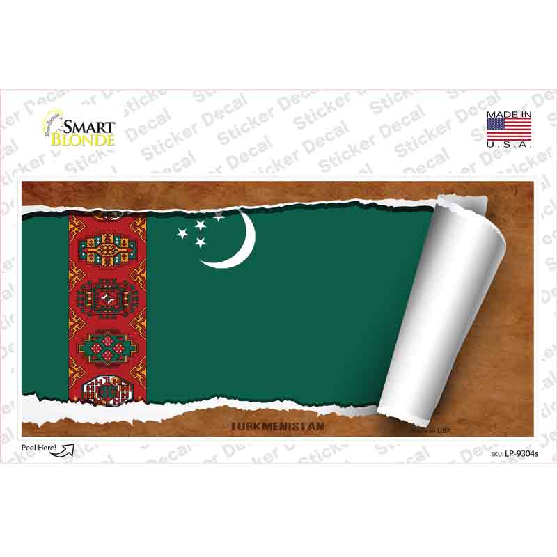 Turkmenistan Flag Scroll Novelty Sticker Decal