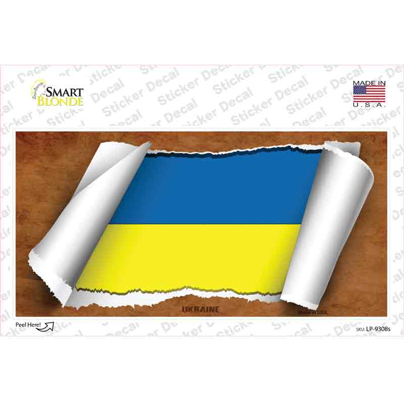 Ukraine Flag Scroll Novelty Sticker Decal