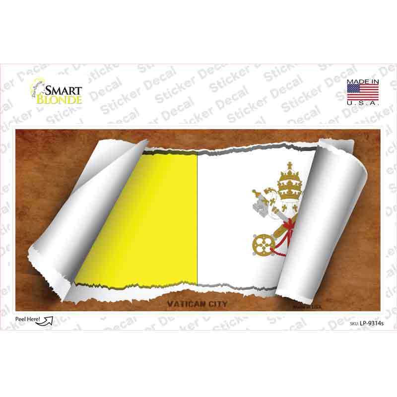 Vatican City Flag Scroll Novelty Sticker Decal