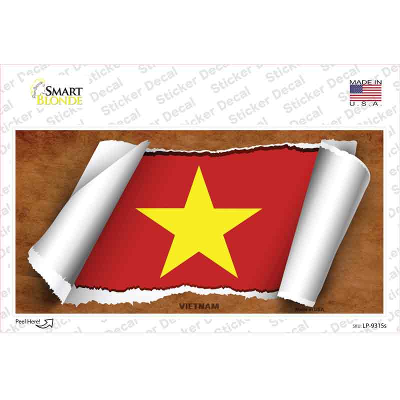Vietnam Flag Scroll Novelty Sticker Decal