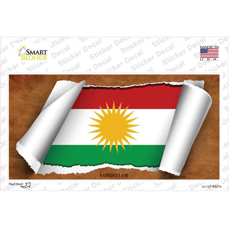 Kurdistan Flag Scroll Novelty Sticker Decal