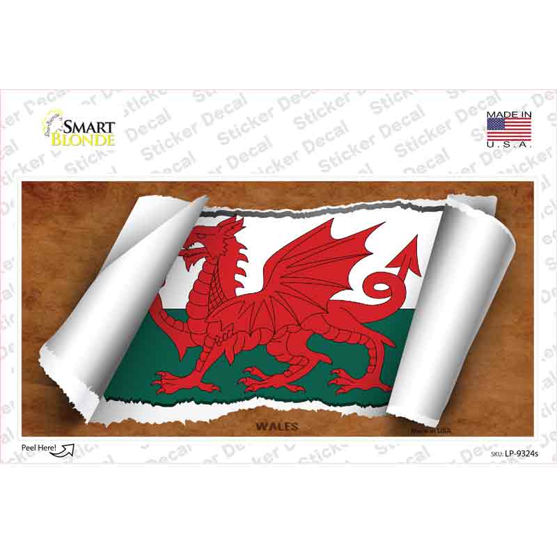 Wales Flag Scroll Novelty Sticker Decal