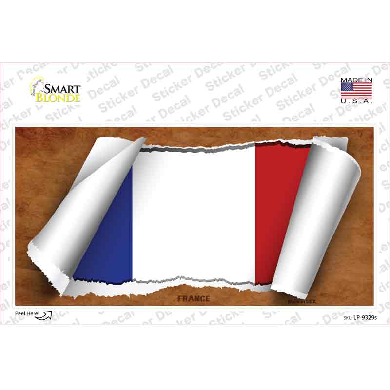 France Flag Scroll Novelty Sticker Decal
