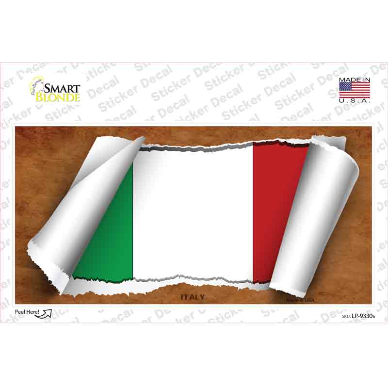 Italy Flag Scroll Novelty Sticker Decal