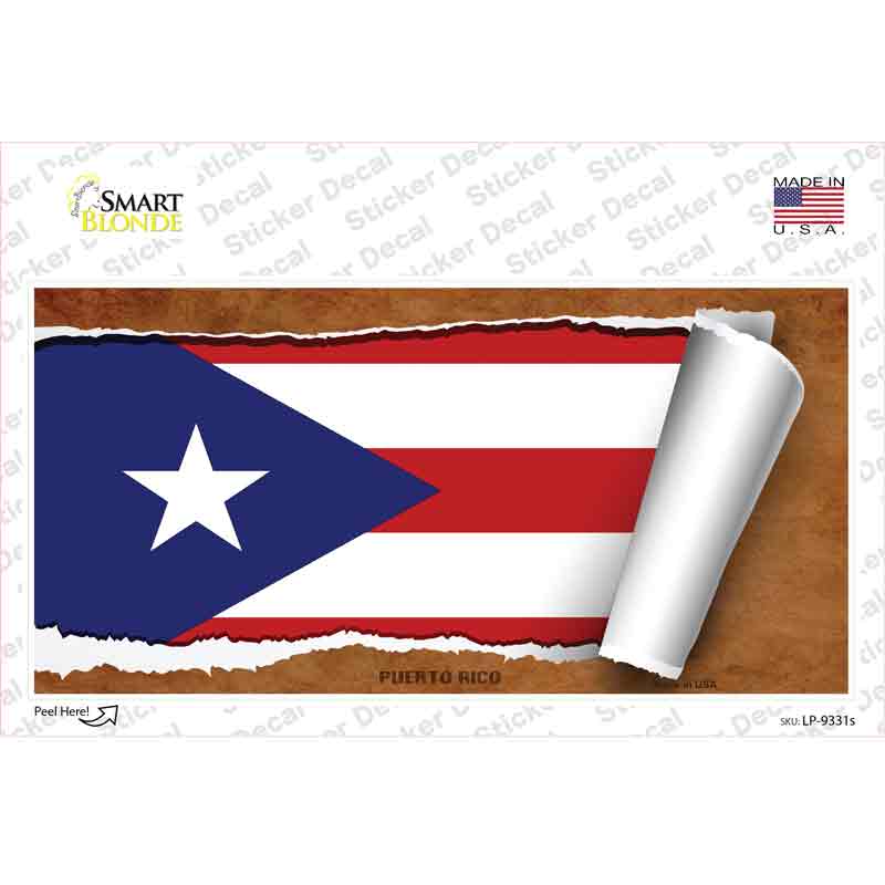 Puerto Rico Flag Scroll Novelty Sticker Decal