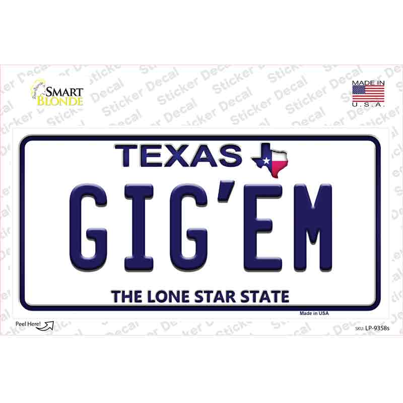 Gigem Texas Novelty Sticker Decal
