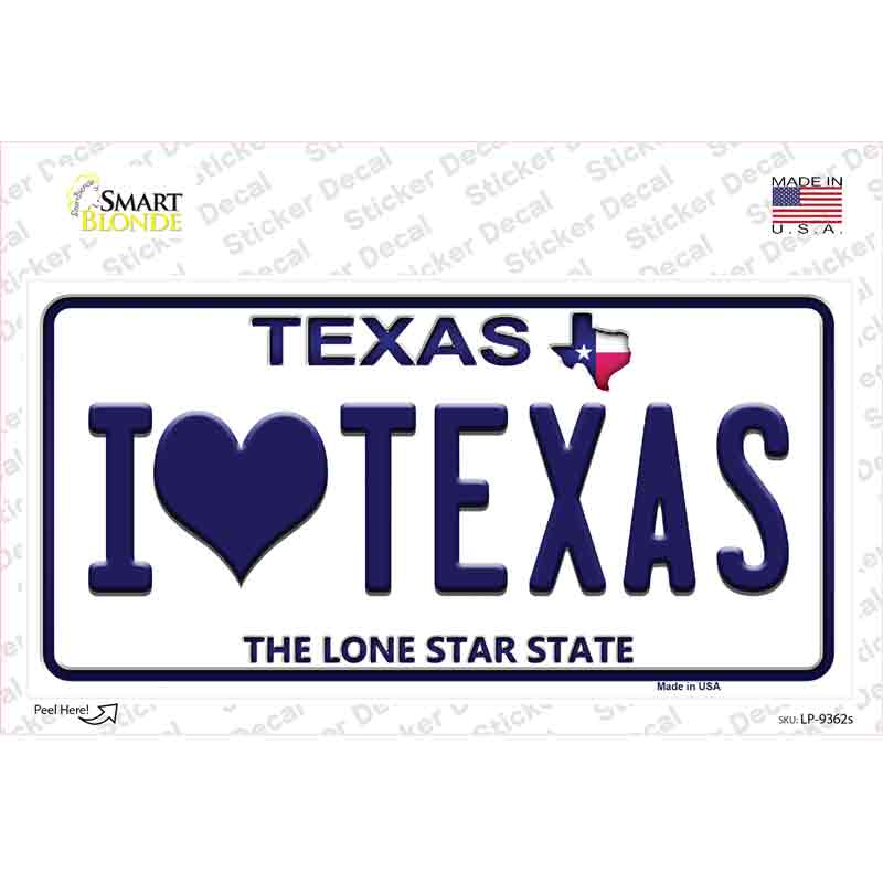 I Love Texas Novelty Sticker Decal