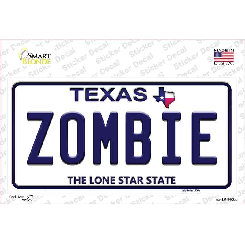 Zombie Texas Novelty Sticker Decal