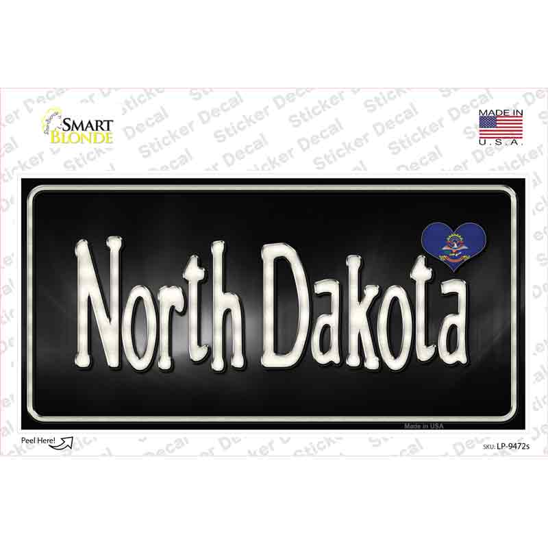 North Dakota Flag Script Novelty Sticker Decal