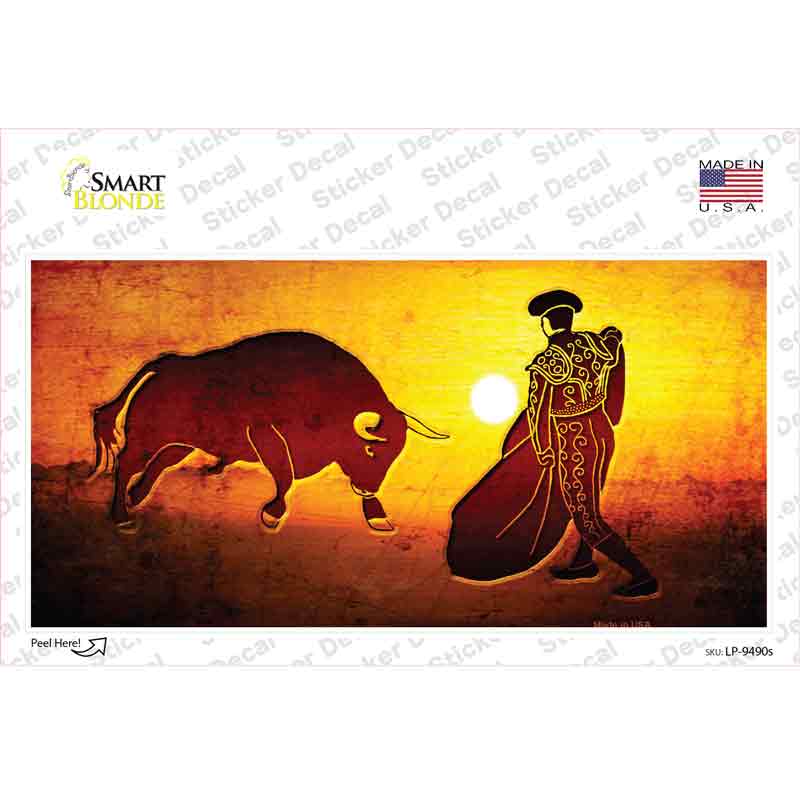 Bullfight With Sun Novelty Sticker Decal