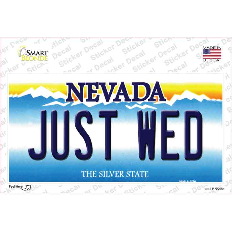 Just Wed Nevada Novelty Sticker Decal
