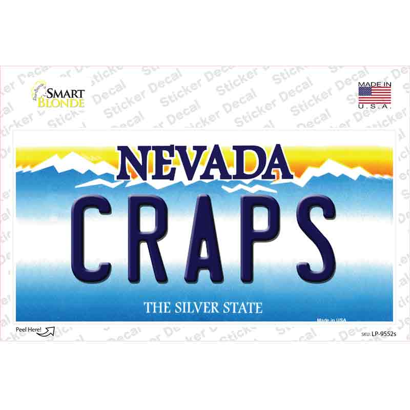 Craps Nevada Novelty Sticker Decal