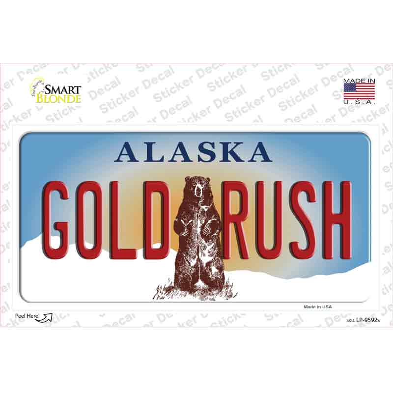Gold Rush Alaska State Novelty Sticker Decal