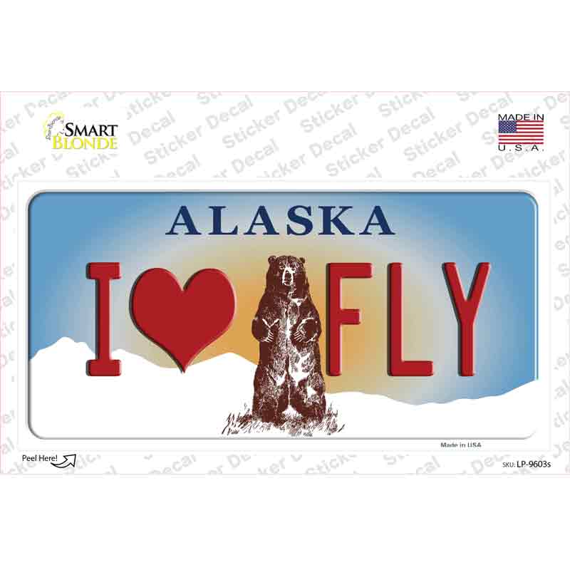 I Love Fly Alaska State Novelty Sticker Decal