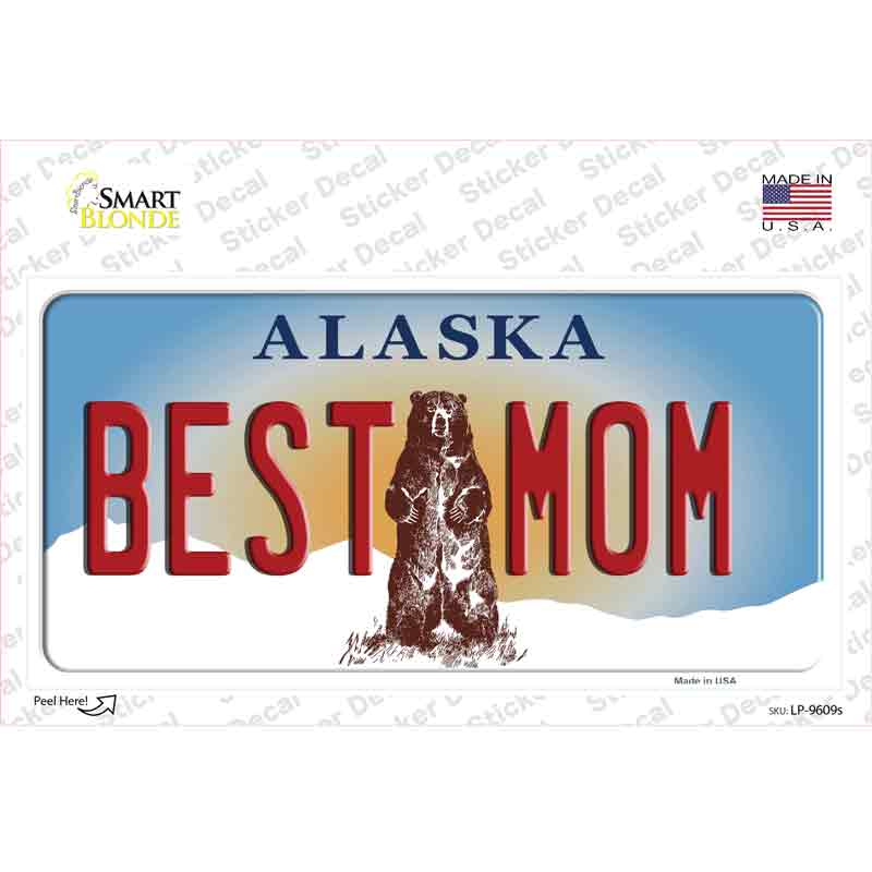 Best Mom Alaska State Novelty Sticker Decal