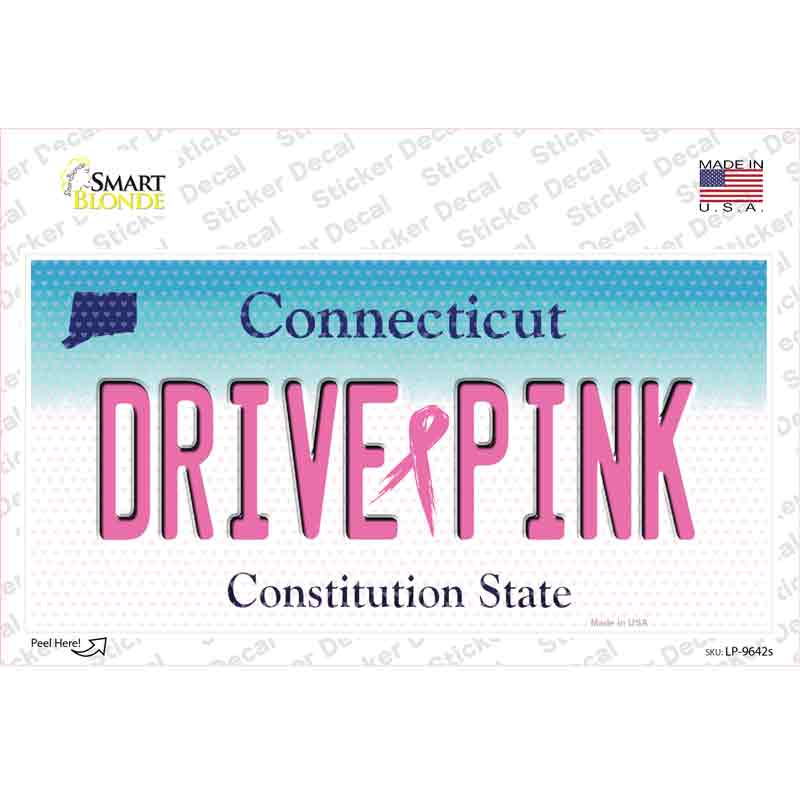 Drive Pink Connecticut Novelty Sticker Decal