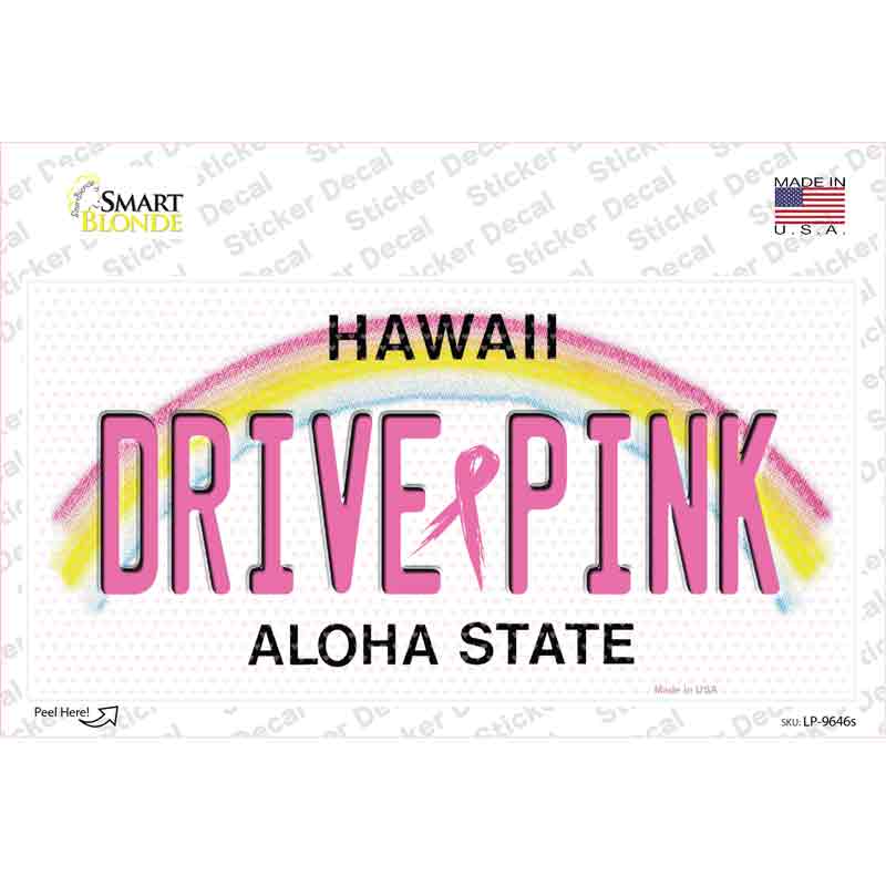 Drive Pink Hawaii Novelty Sticker Decal