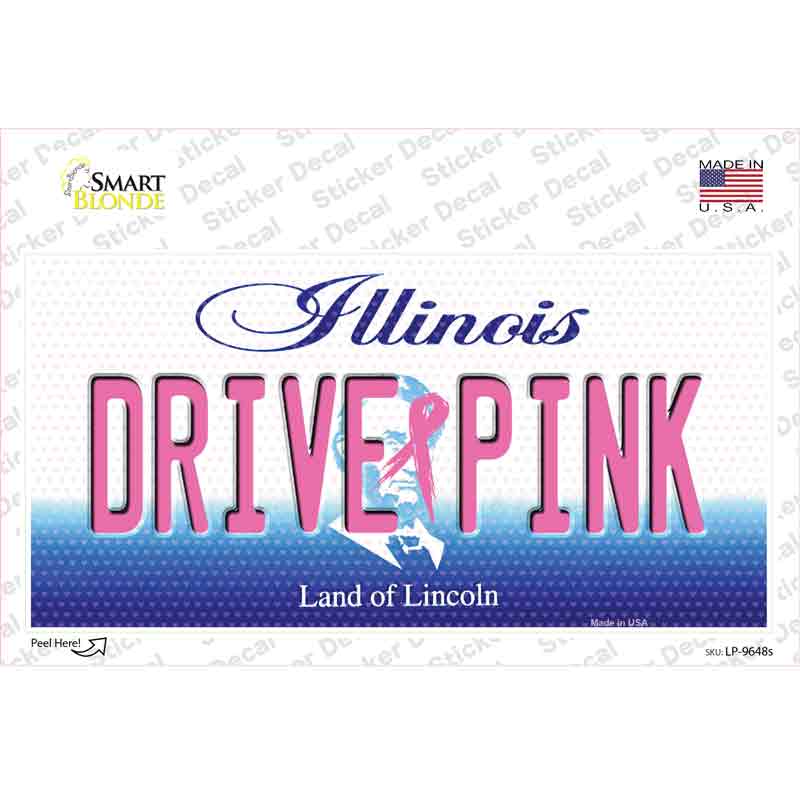 Drive Pink Illinois Novelty Sticker Decal