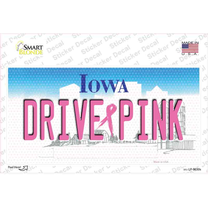 Drive Pink Iowa Novelty Sticker Decal