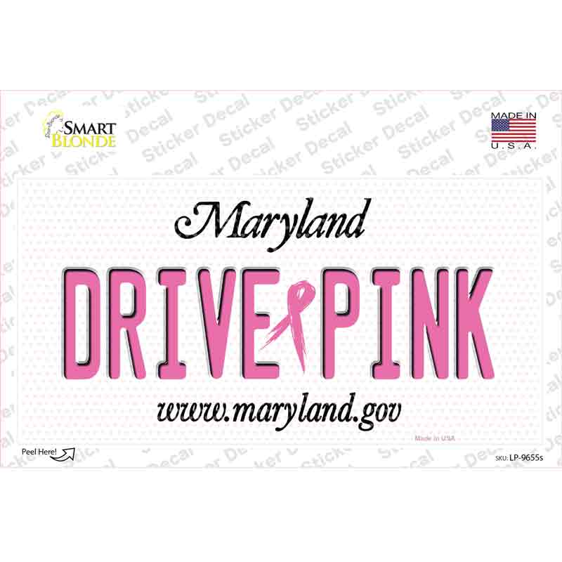 Drive Pink Maryland Novelty Sticker Decal