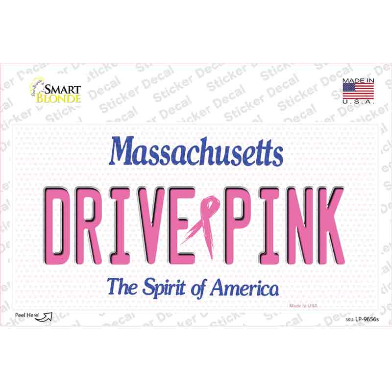 Drive Pink Massachusetts Novelty Sticker Decal