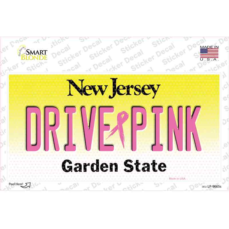 Drive Pink New Jersey Novelty Sticker Decal