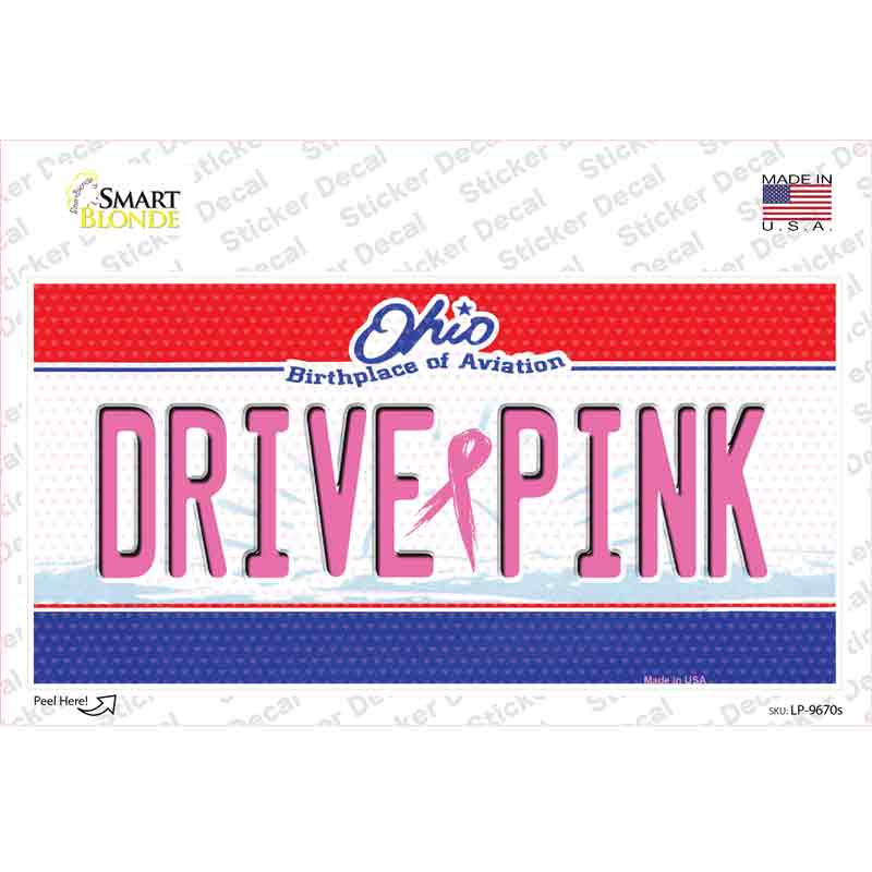Drive Pink Ohio Novelty Sticker Decal