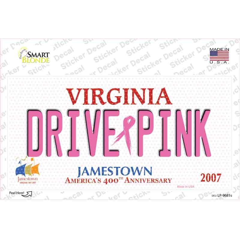 Drive Pink Virginia Novelty Sticker Decal