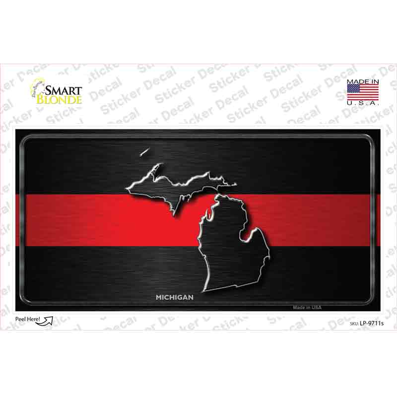 Michigan Thin Red Line Novelty Sticker Decal