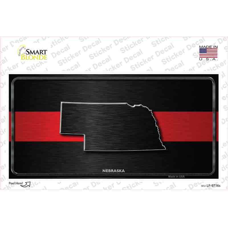 Nebraska Thin Red Line Novelty Sticker Decal