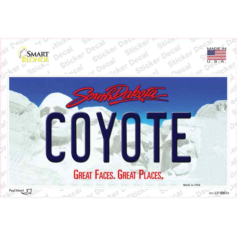 Coyote South Dakota Novelty Sticker Decal
