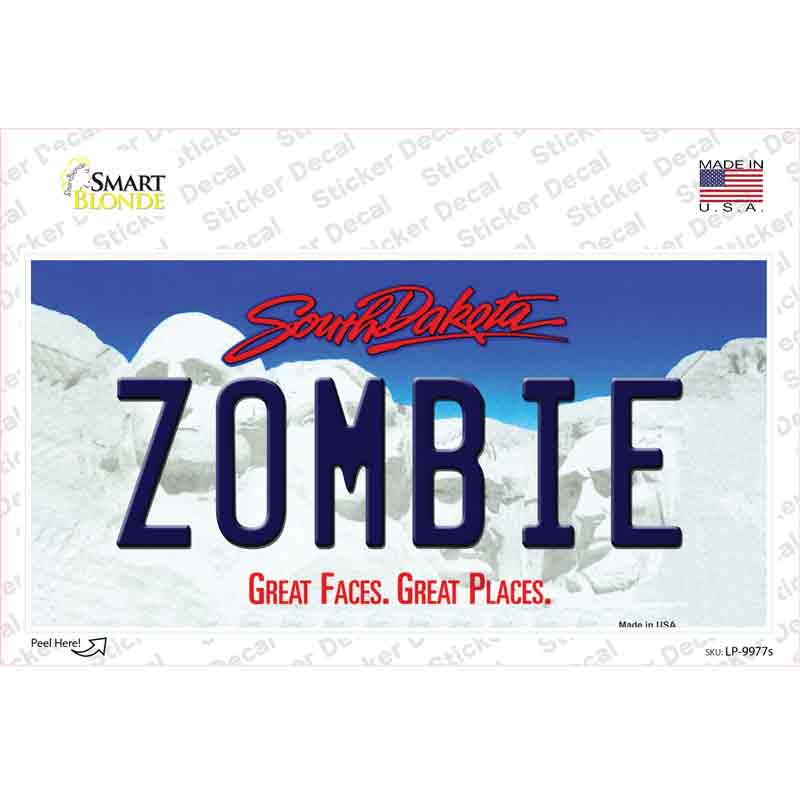 Zombie South Dakota Novelty Sticker Decal