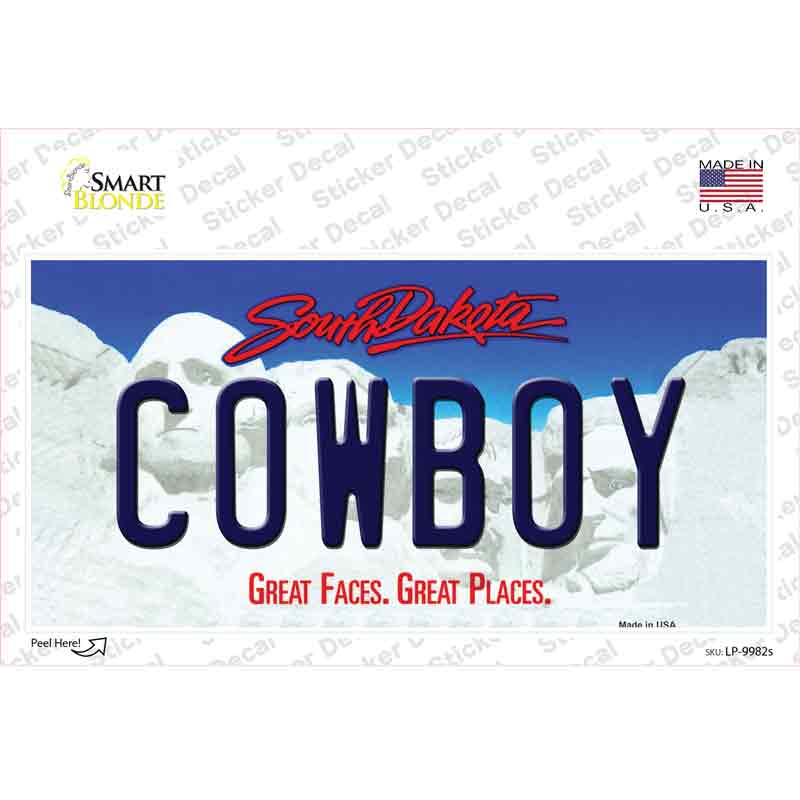Cowboy South Dakota Novelty Sticker Decal