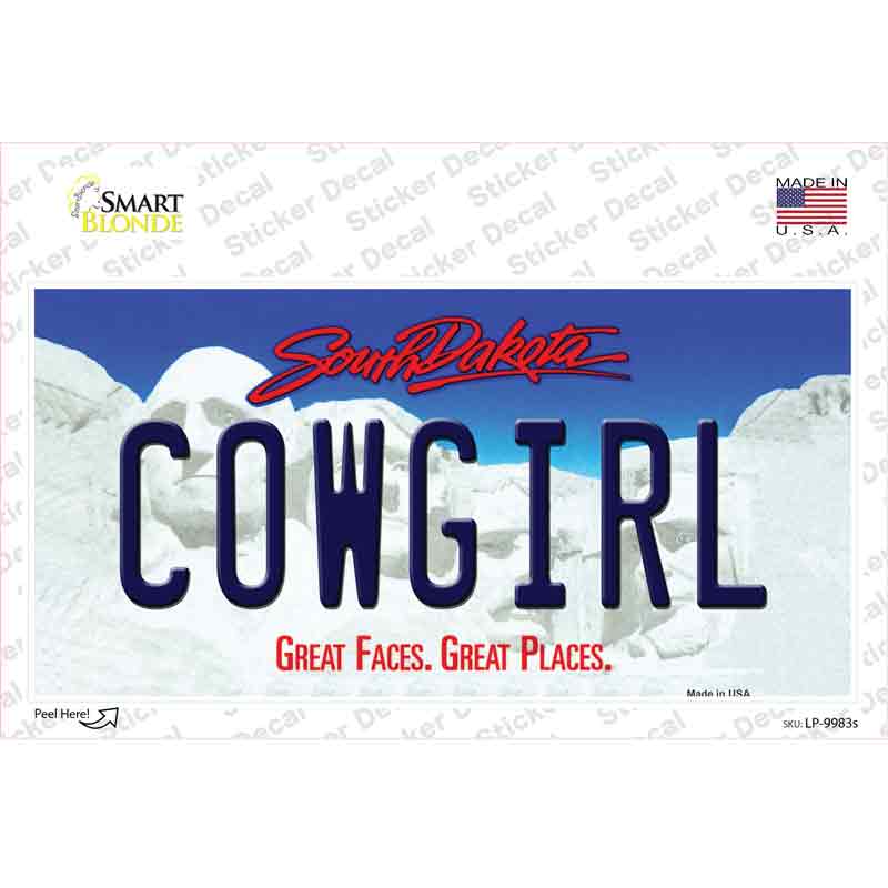 Cowgirl South Dakota Novelty Sticker Decal