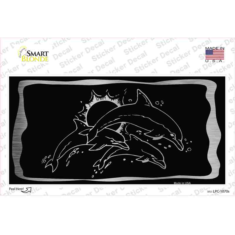 Dolphins Black Brushed Chrome Novelty Sticker Decal