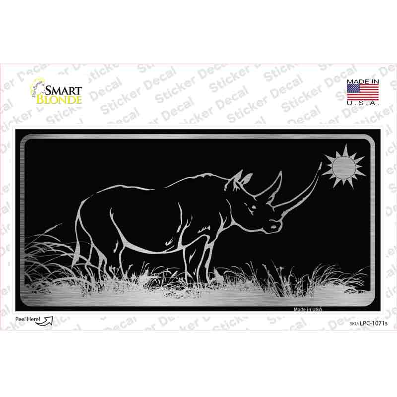 Rhino Black Brushed Chrome Novelty Sticker Decal