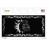 Dog In Flames Black Brushed Chrome Novelty Sticker Decal