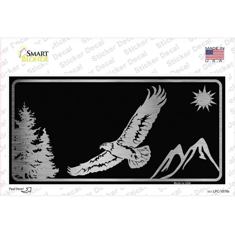 Eagle Black Brushed Chrome Novelty Sticker Decal