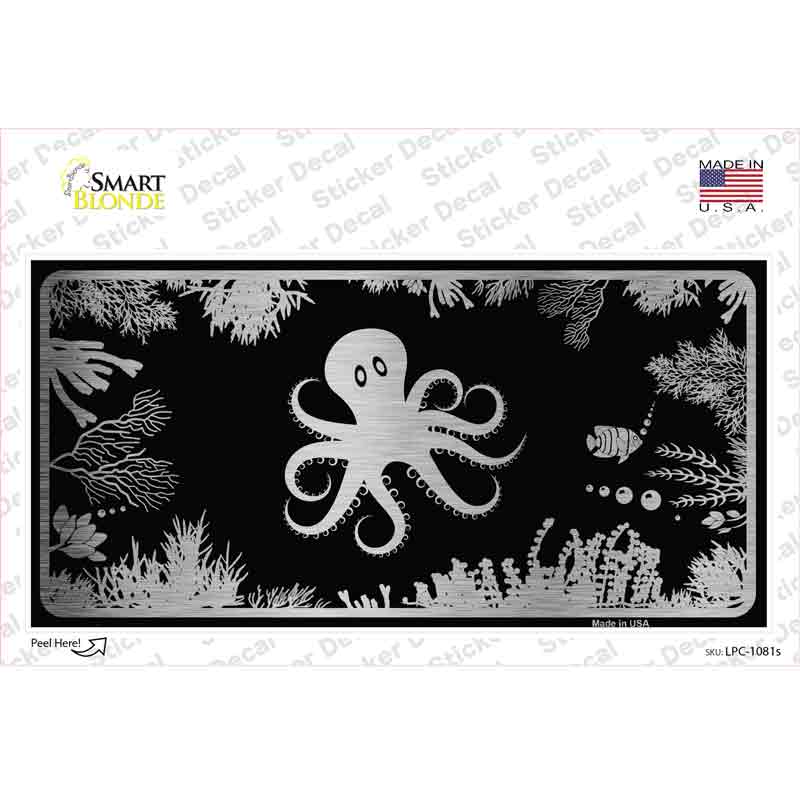 Octopus Black Brushed Chrome Novelty Sticker Decal