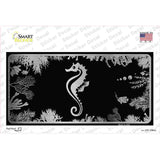 Sea Horse Black Brushed Chrome Novelty Sticker Decal