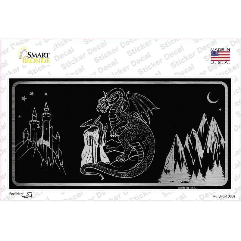 Wizards And Dragons Black Brushed Chrome Novelty Sticker Decal