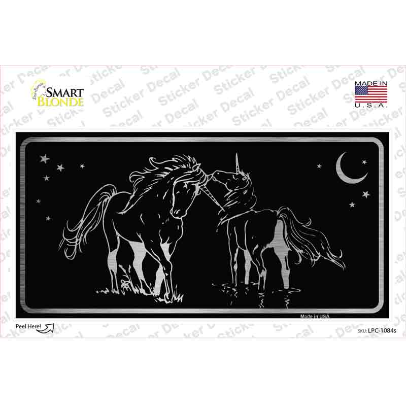 Unicorns Black Brushed Chrome Novelty Sticker Decal