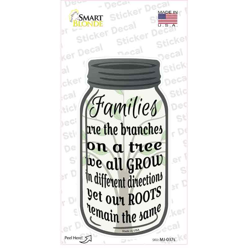 Family Tree Novelty Mason Jar Sticker Decal