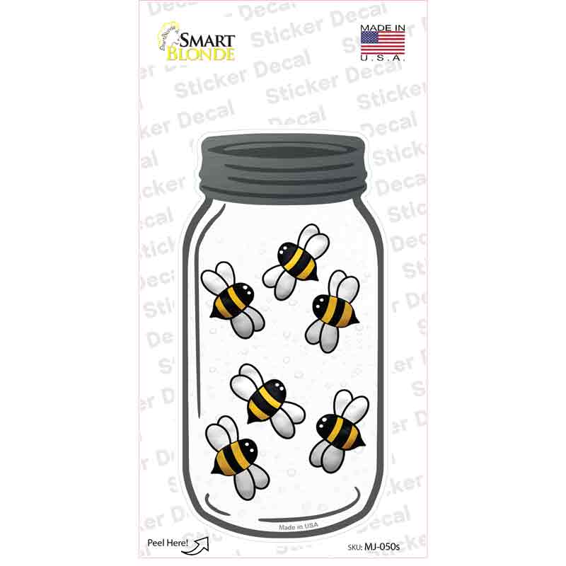 Bees In Jar Novelty Mason Jar Sticker Decal