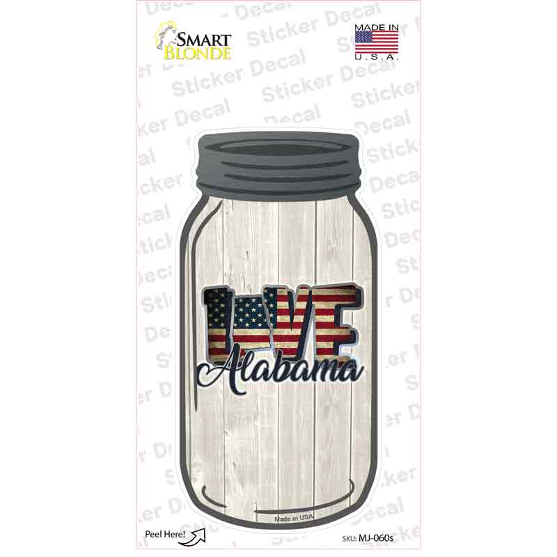 Love Alabama Silhouette Novelty Mason Jar Sticker Decal