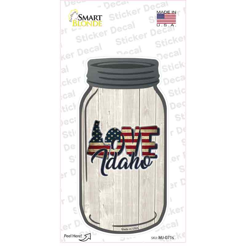 Love Idaho Silhouette Novelty Mason Jar Sticker Decal