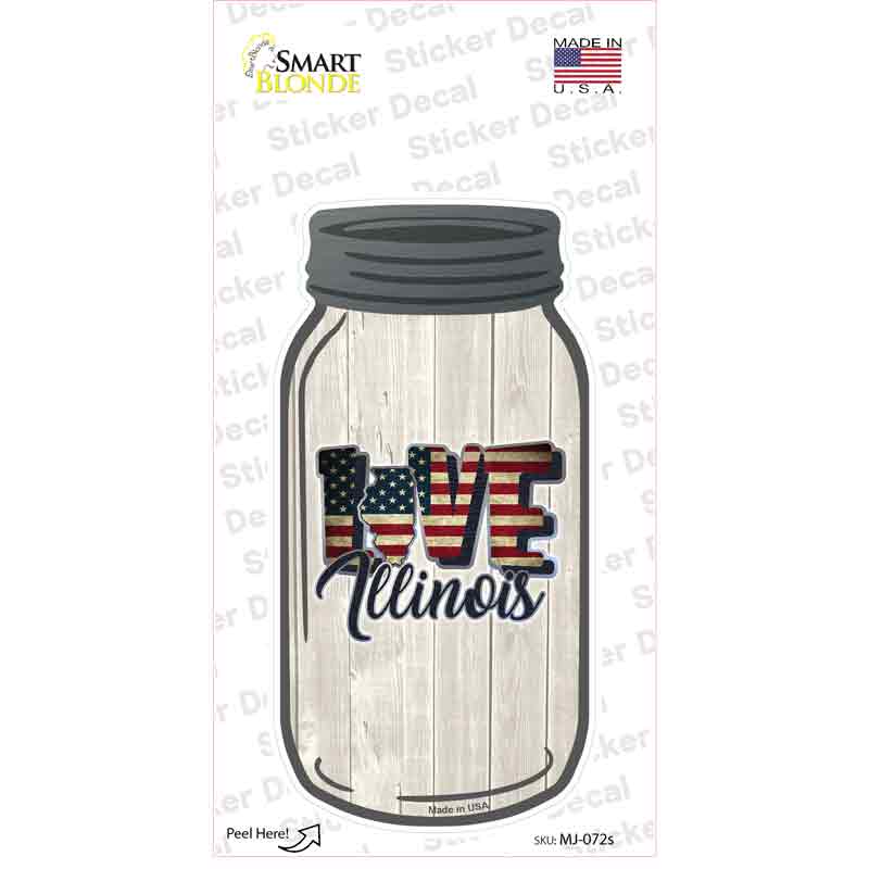 Love Illinois Silhouette Novelty Mason Jar Sticker Decal