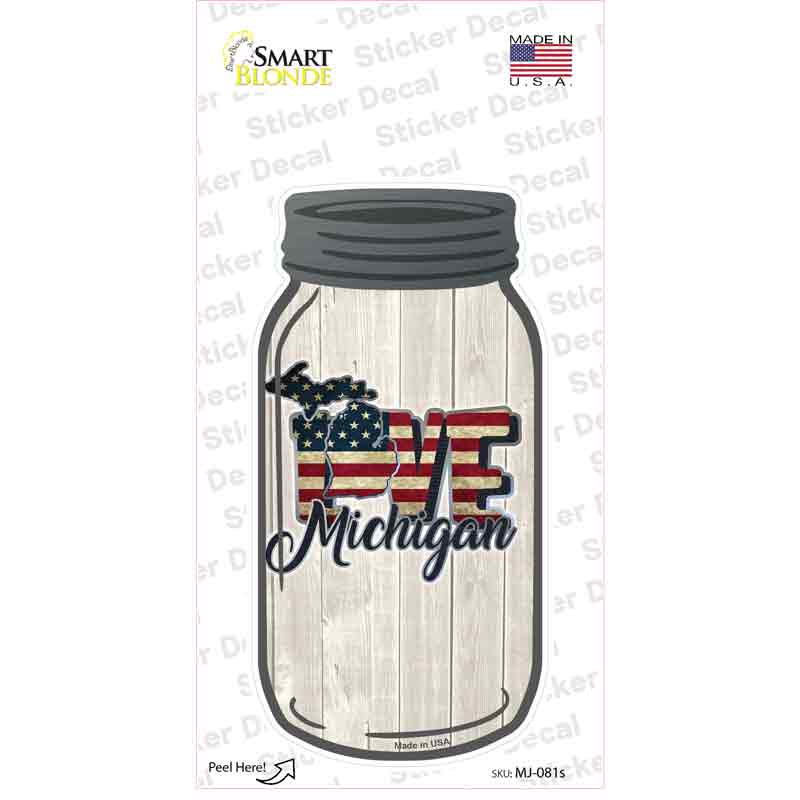 Love Michigan Silhouette Novelty Mason Jar Sticker Decal